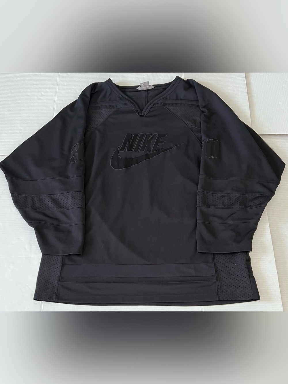 Vintage Nike Tonal Hockey Pullover Jersey Black Xxl Big Swoosh Sportswear